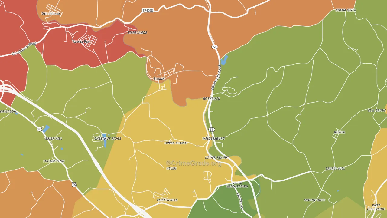 Smock, PA Map of Vandalism Rates