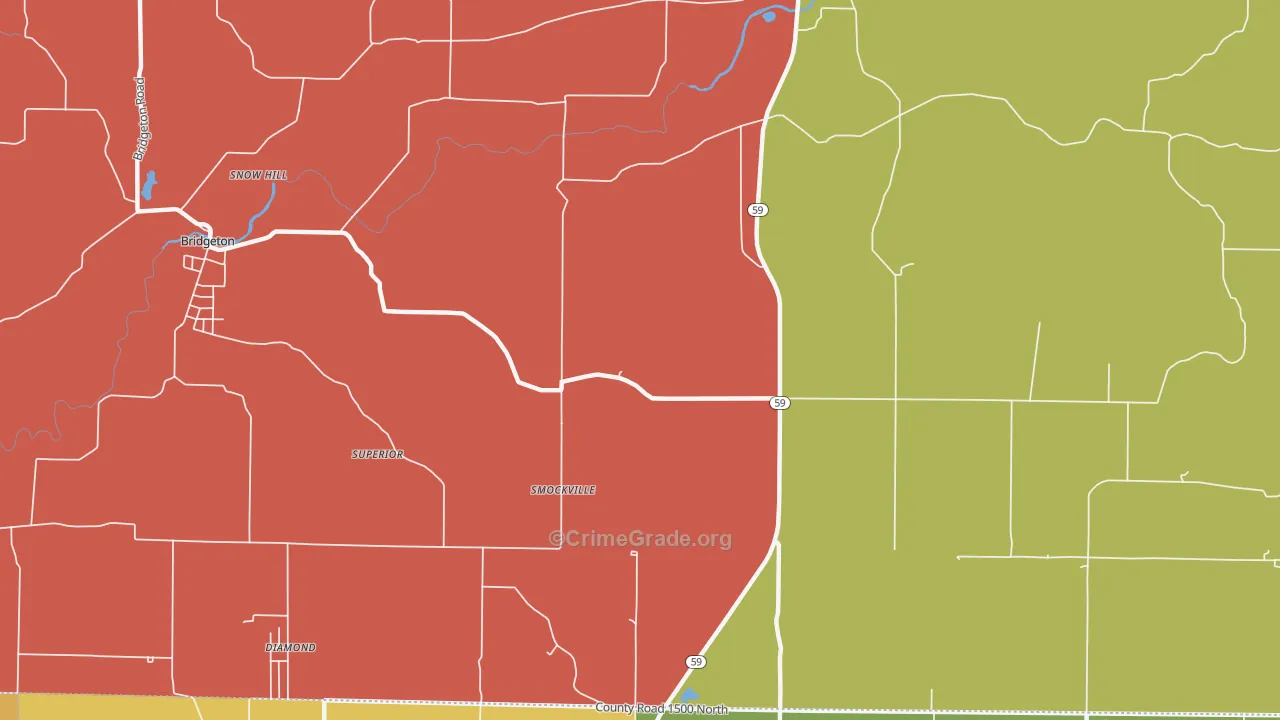 Smockville, IN Map of Vandalism Rates