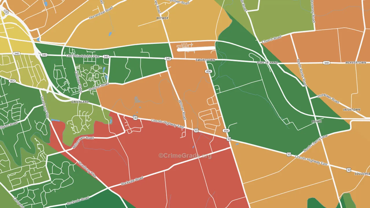Smoketown, PA Map of Vandalism Rates