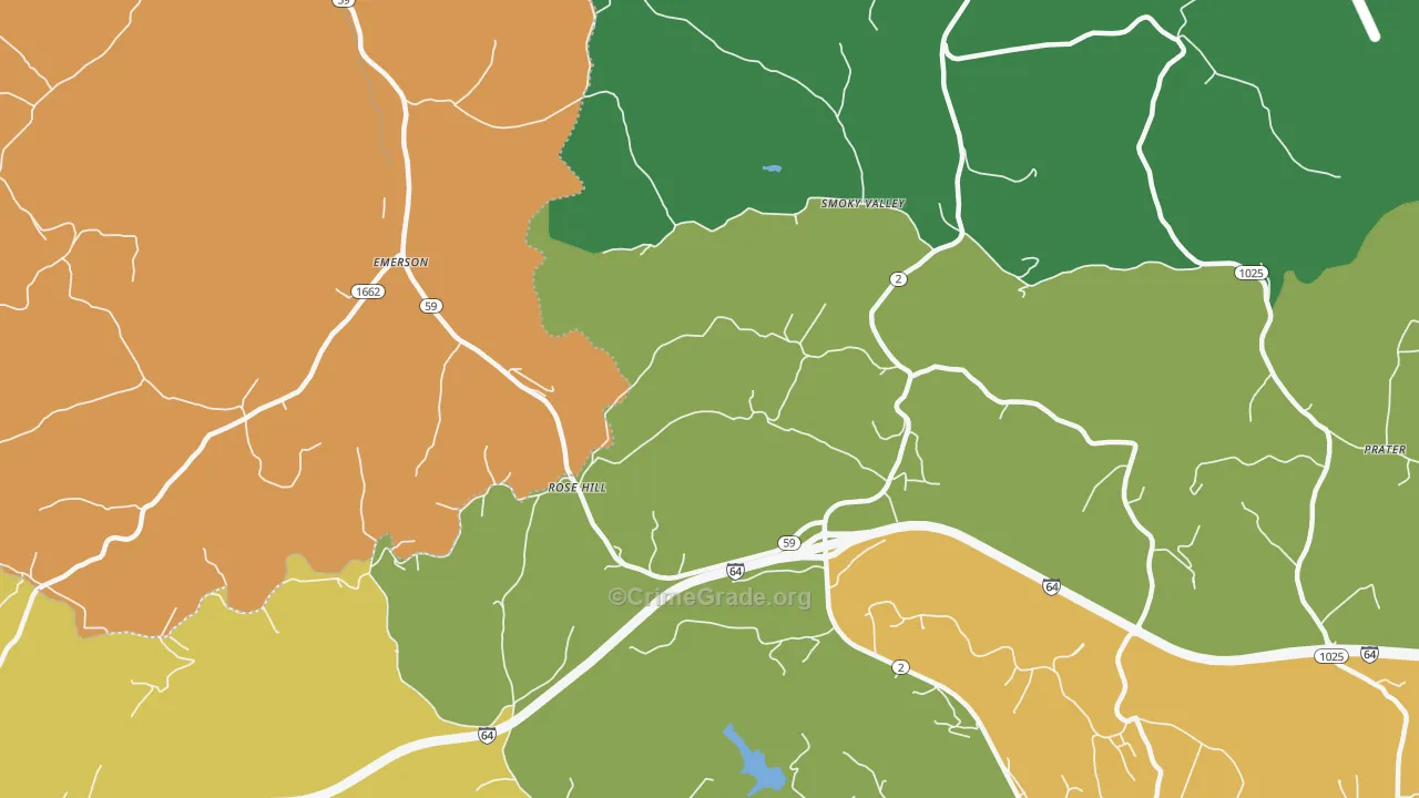 Smoky Valley, KY Map of Vandalism Rates