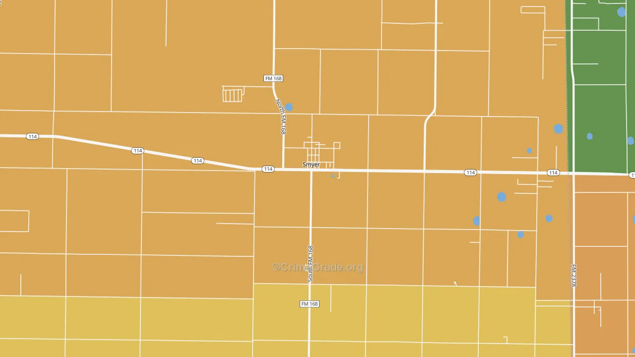 Smyer, TX Map of Vandalism Rates