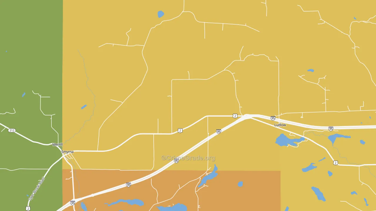 Smyrna Center, ME Map of Vandalism Rates
