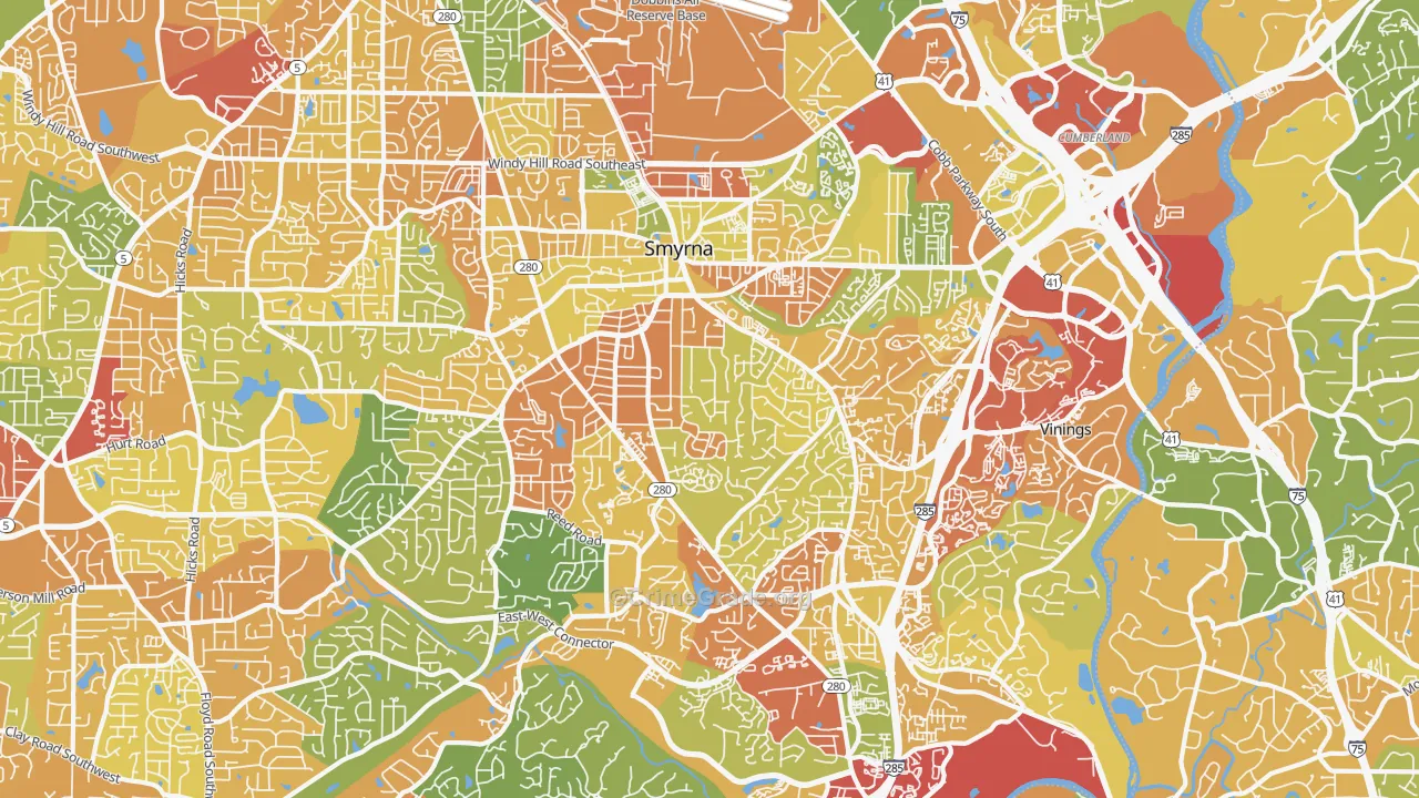 Smyrna, GA Map of Vandalism Rates