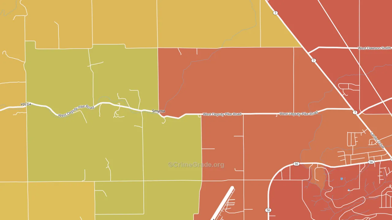 Smyrna, IN Map of Vandalism Rates