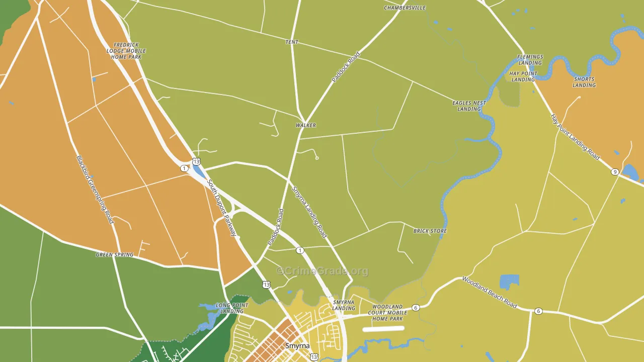 Smyrna Landing, DE Map of Vandalism Rates