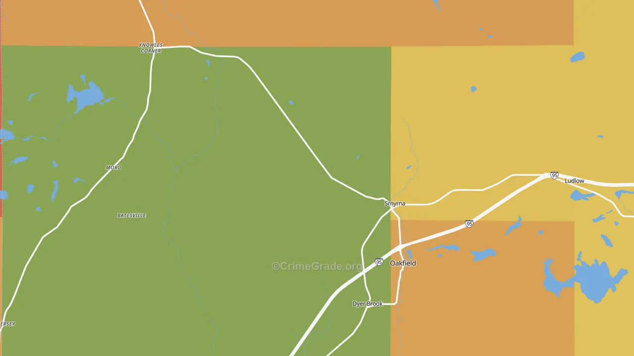 Smyrna Mills, ME Map of Vandalism Rates
