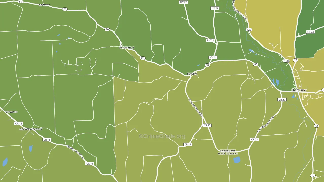 Smyrna, NY Map of Vandalism Rates