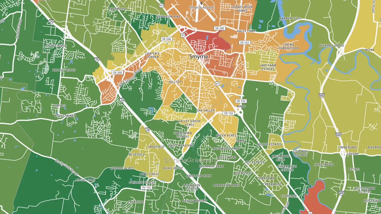 Smyrna, TN Map of Vandalism Rates