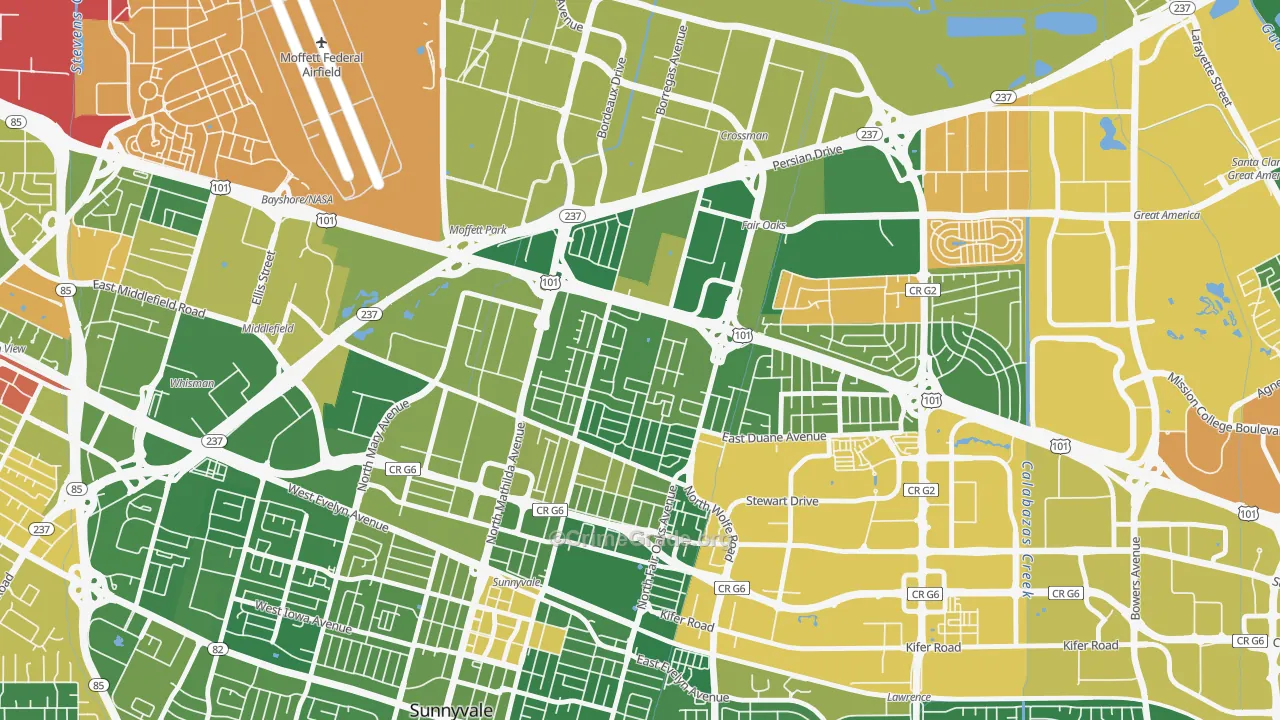 Snail, Sunnyvale, CA Map of Vandalism Rates