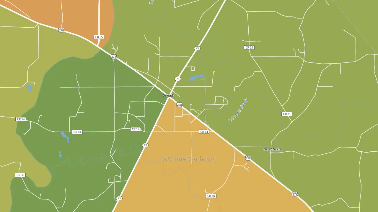 Snead, AL Map of Vandalism Rates