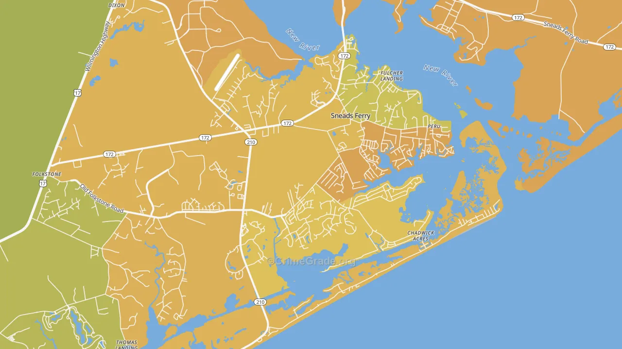Sneads Ferry, NC Map of Vandalism Rates