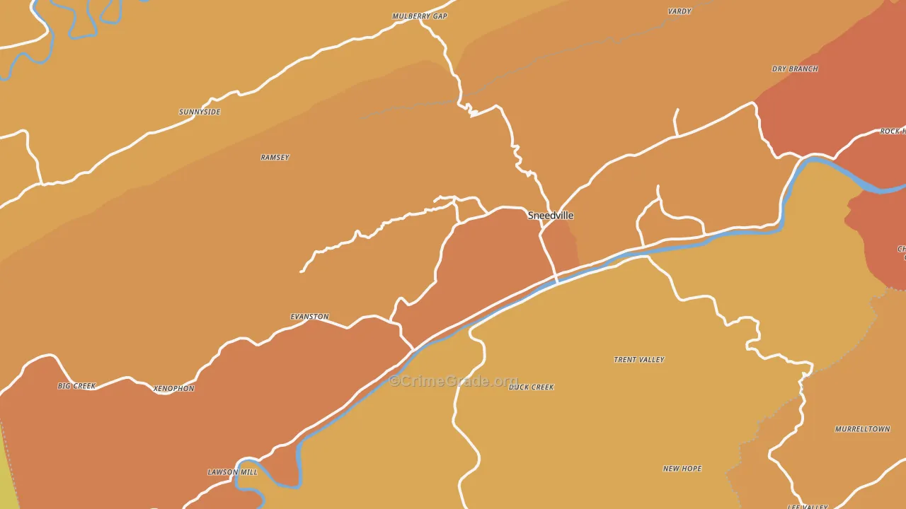 Sneedville, TN Map of Vandalism Rates