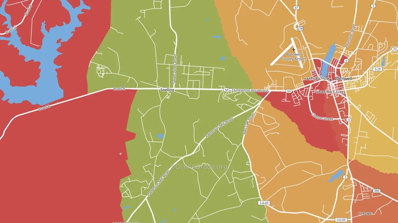 Snelling, SC Map of Vandalism Rates