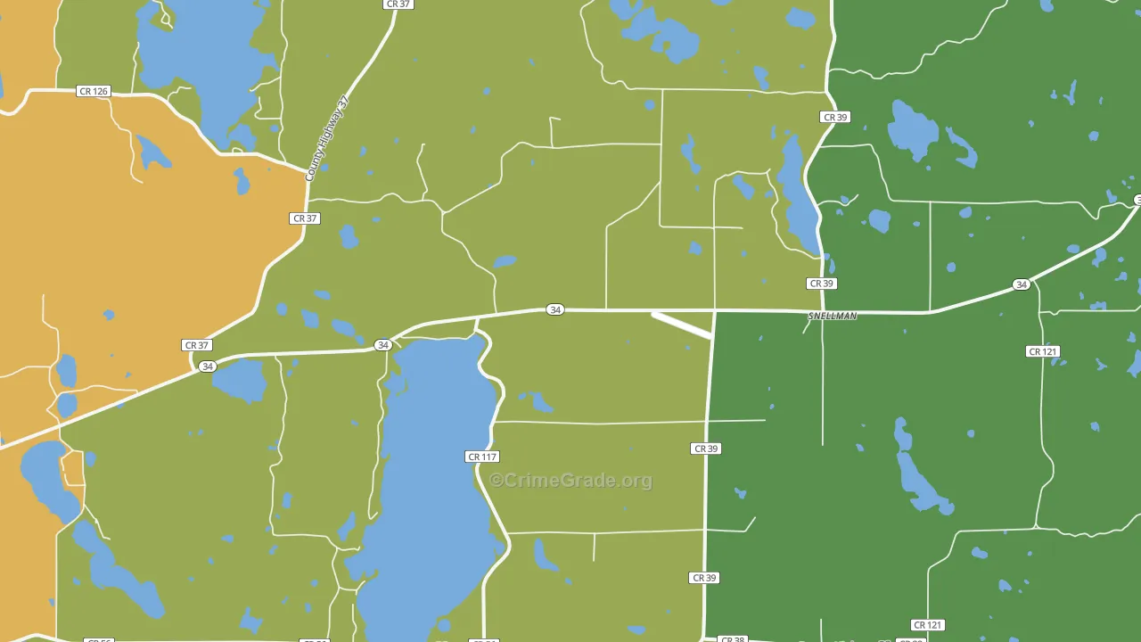 Snellman, MN Map of Vandalism Rates