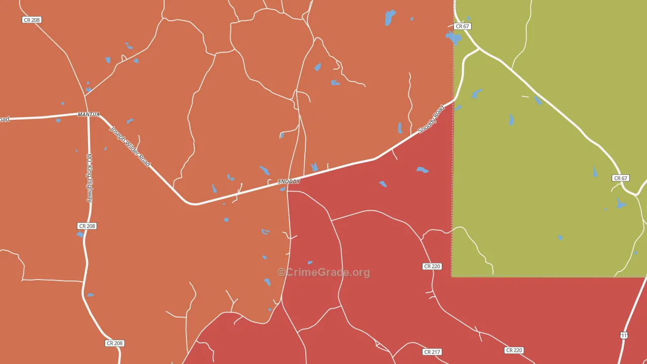 Snoddy, AL Map of Vandalism Rates