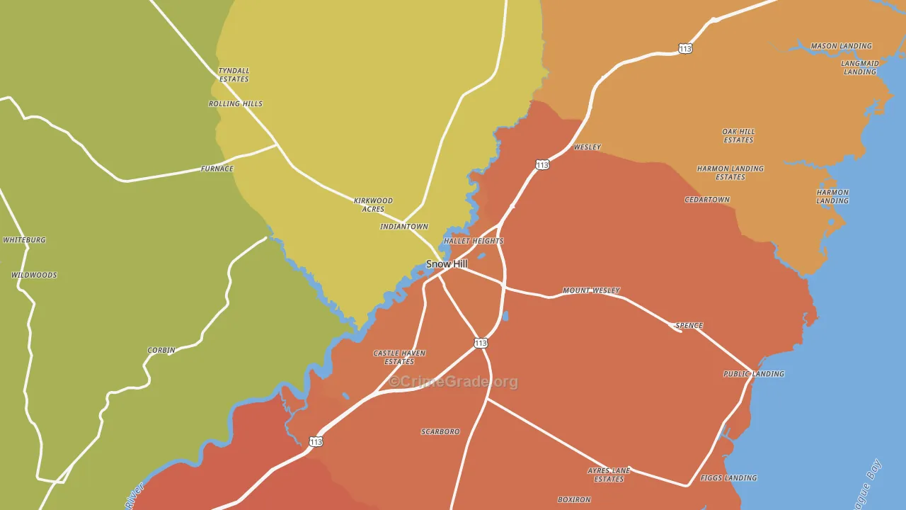 Snow Hill, MD Map of Vandalism Rates