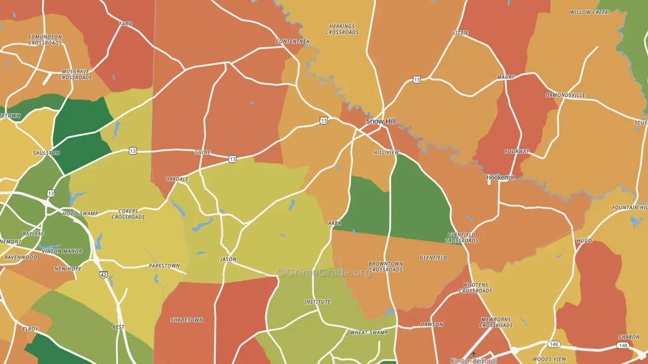 Snow Hill, NC Map of Vandalism Rates
