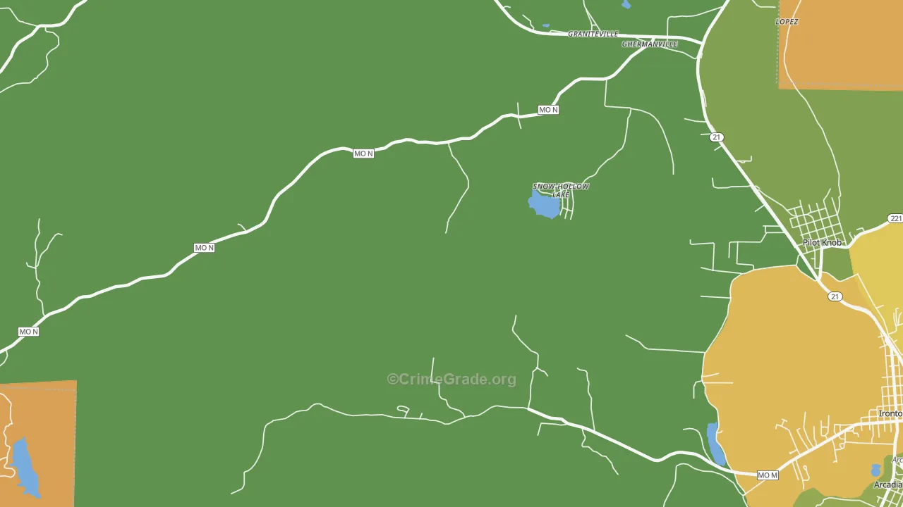 Snow Hollow Lake, MO Map of Vandalism Rates