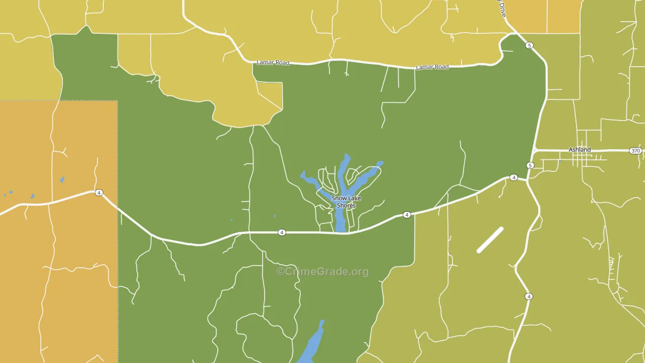 Snow Lake Shores, MS Map of Vandalism Rates