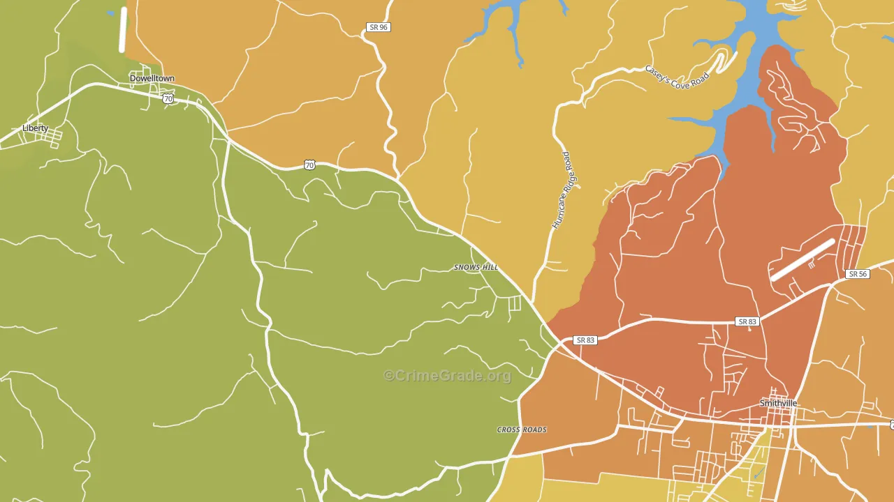 Snows Hill, TN Map of Vandalism Rates