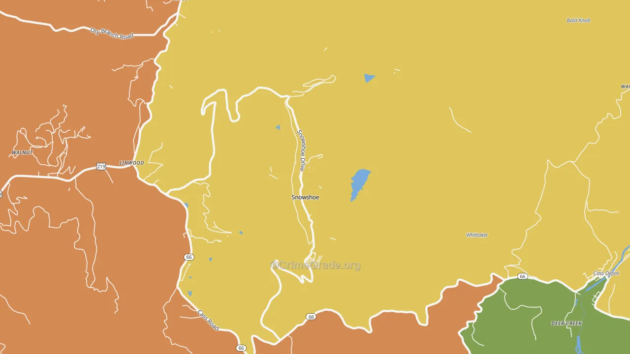 Snowshoe, WV Map of Vandalism Rates