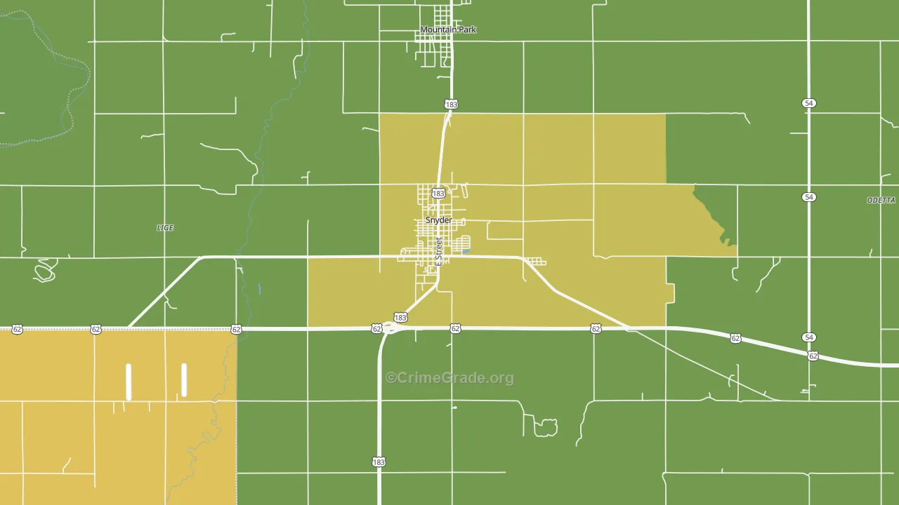 Snyder, OK Map of Vandalism Rates