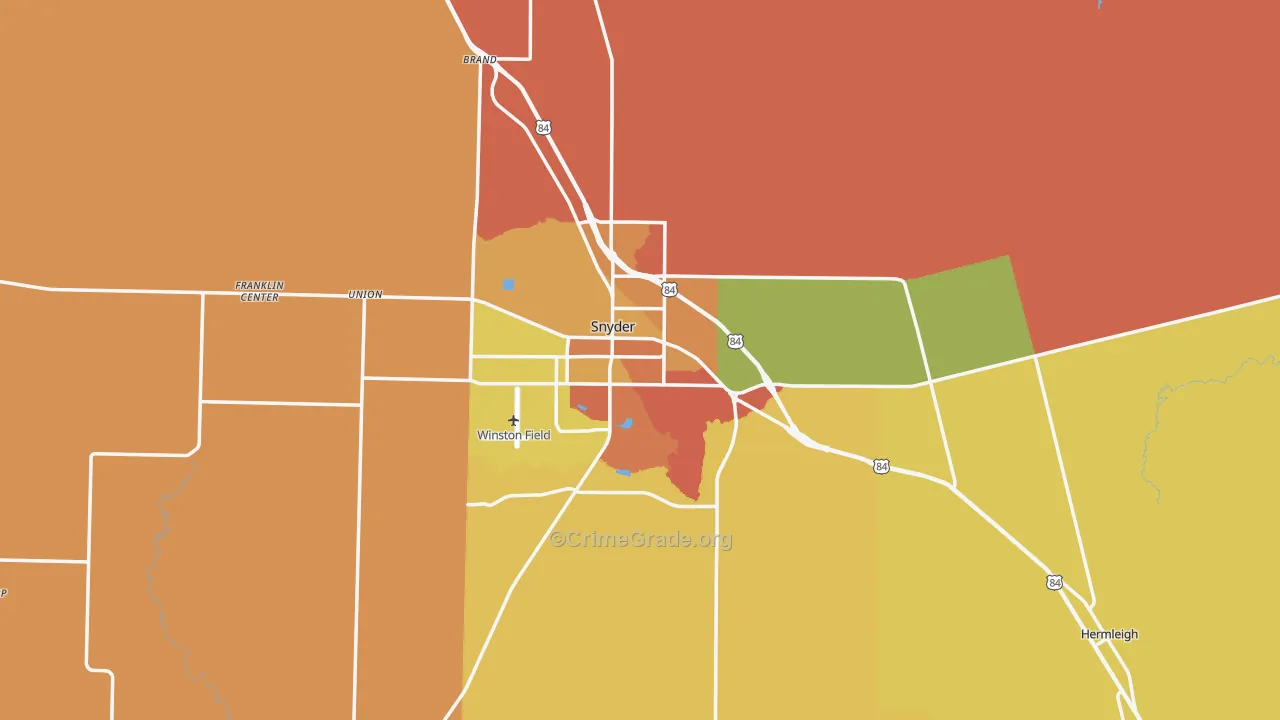 Snyder, TX Map of Vandalism Rates