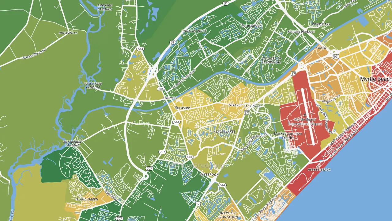 Socastee, SC Map of Vandalism Rates