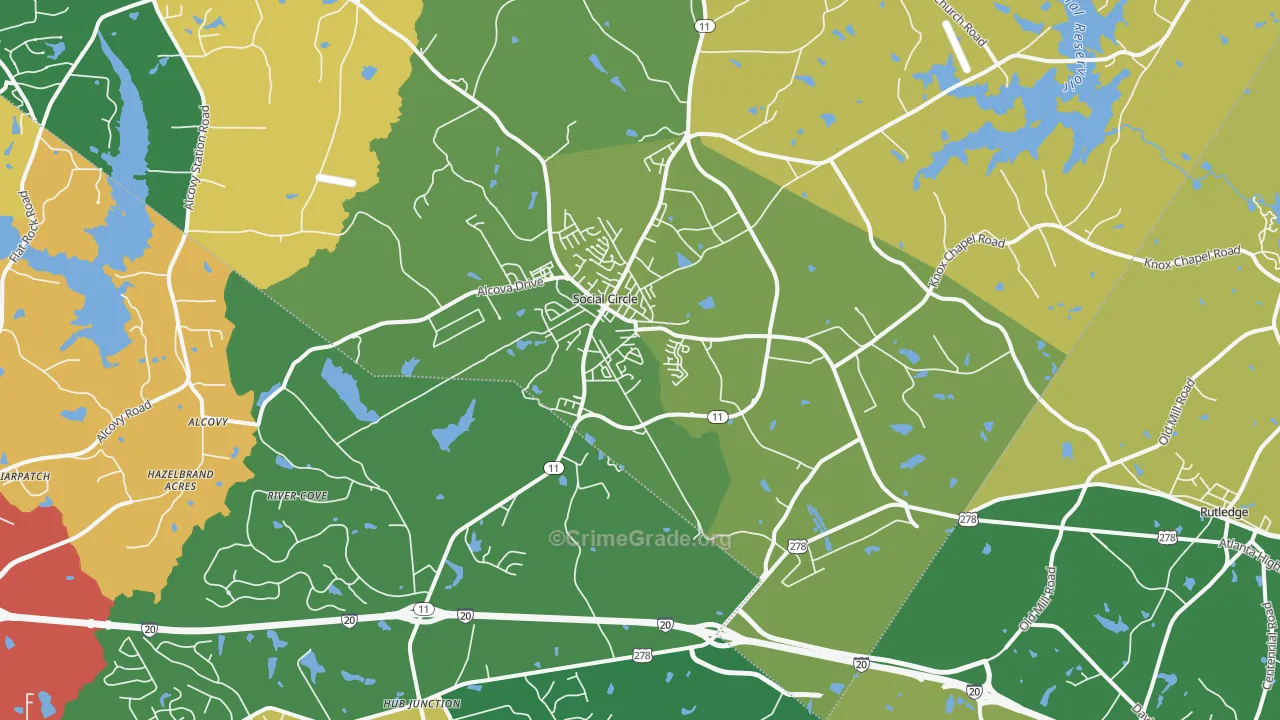 Social Circle, GA Map of Vandalism Rates