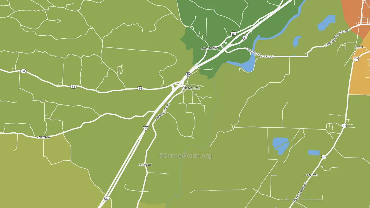 Social Hill, AR Map of Vandalism Rates