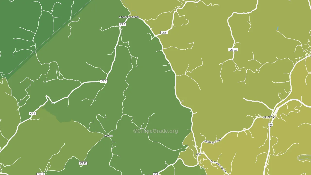 Sod, WV Map of Vandalism Rates