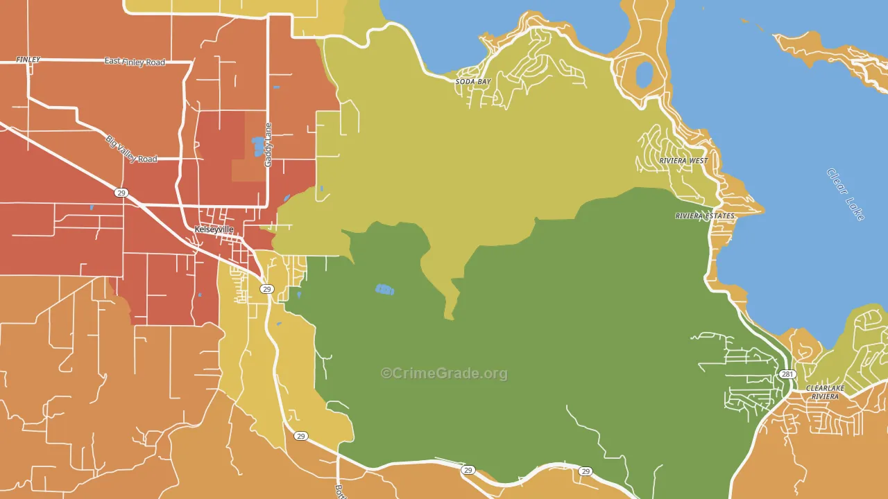 Soda Bay, CA Map of Vandalism Rates