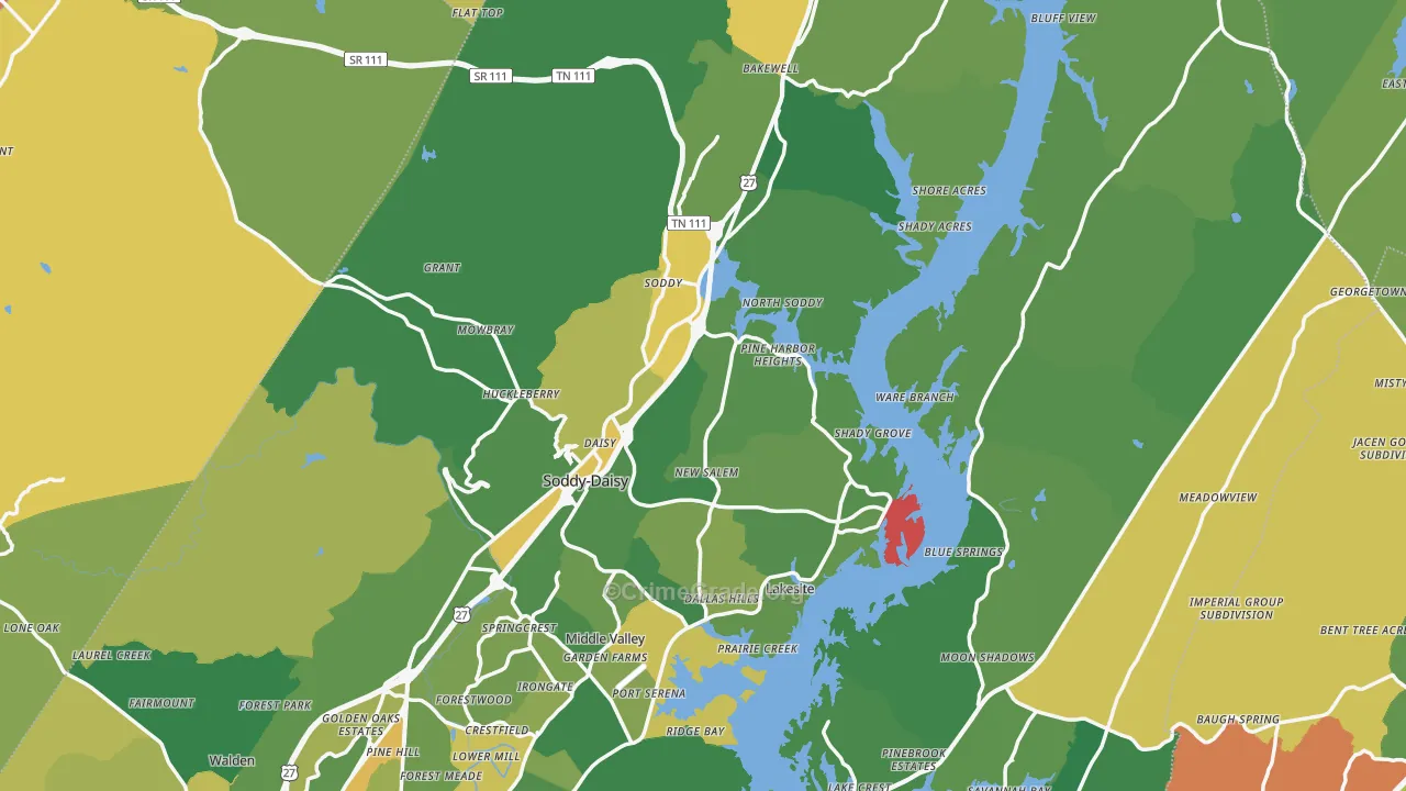 Soddy-Daisy, TN Map of Vandalism Rates