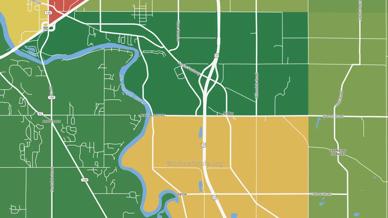 Sodus, MI Map of Vandalism Rates