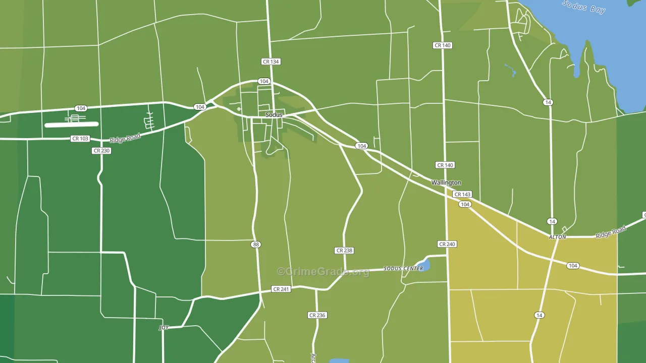Sodus, NY Map of Vandalism Rates
