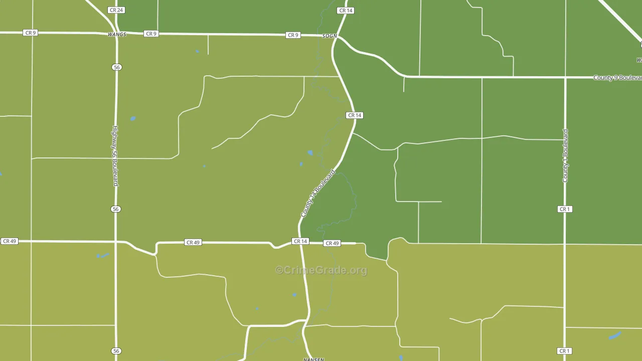 Sogn, MN Map of Vandalism Rates