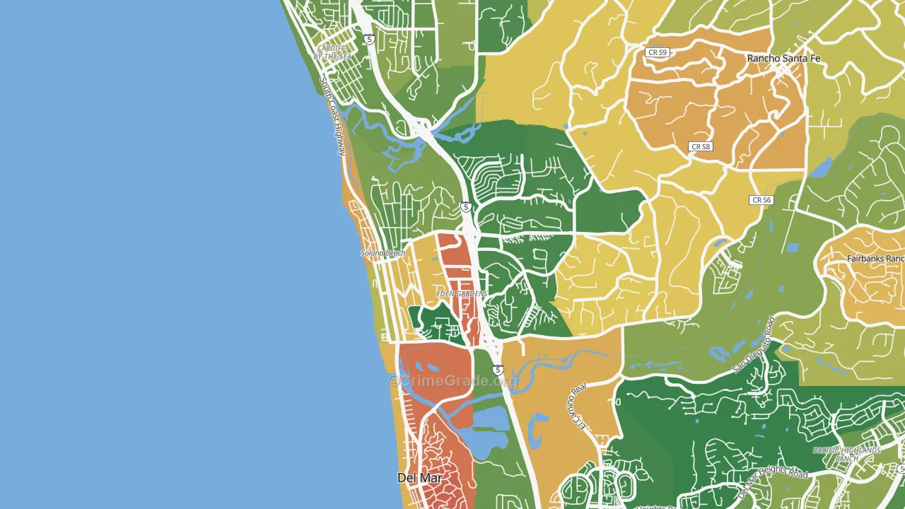 Solana Beach, CA Map of Vandalism Rates