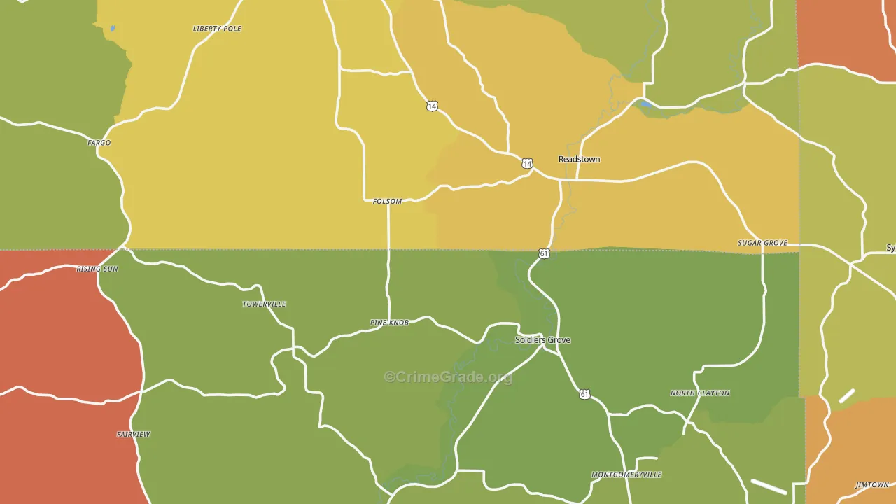 Soldiers Grove, WI Map of Vandalism Rates