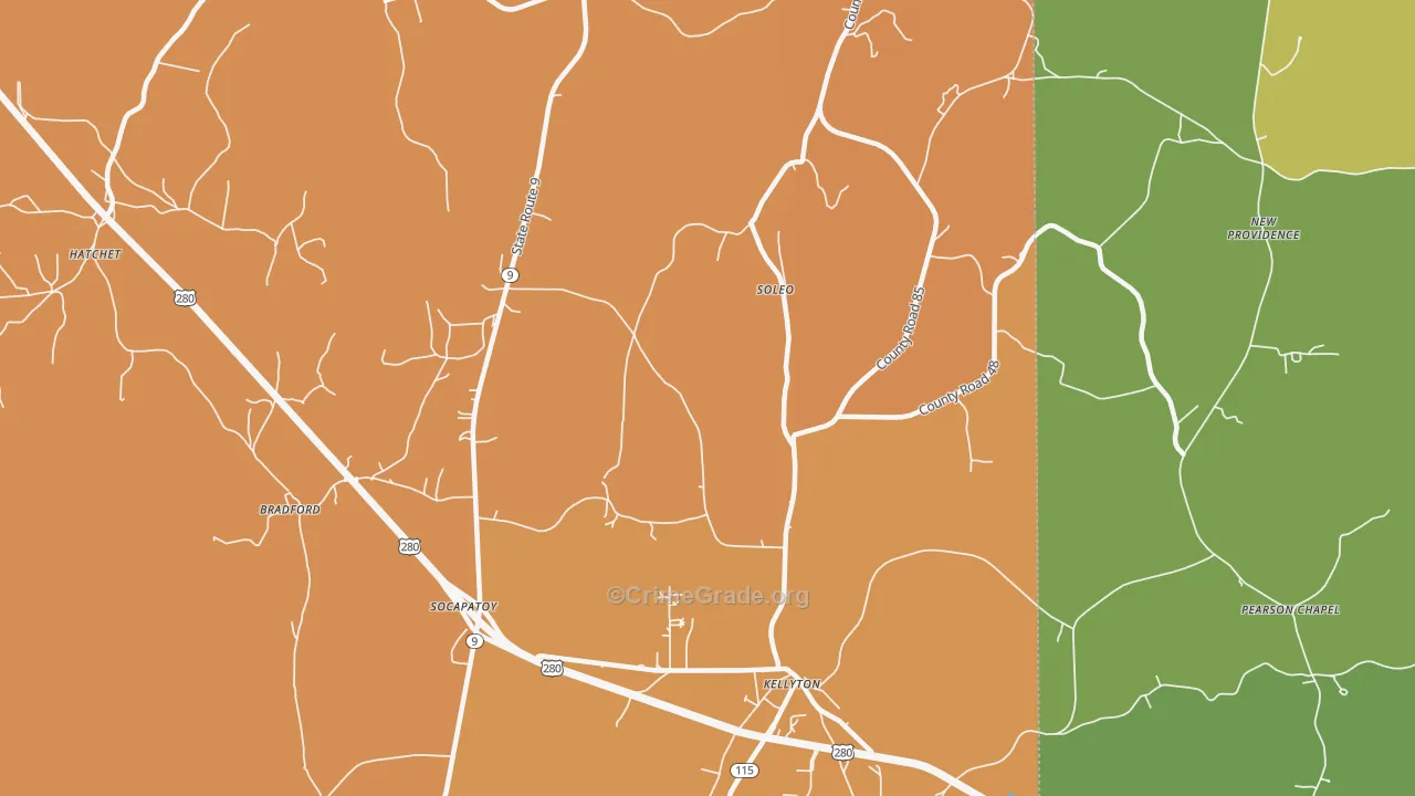 Soleo, AL Map of Vandalism Rates