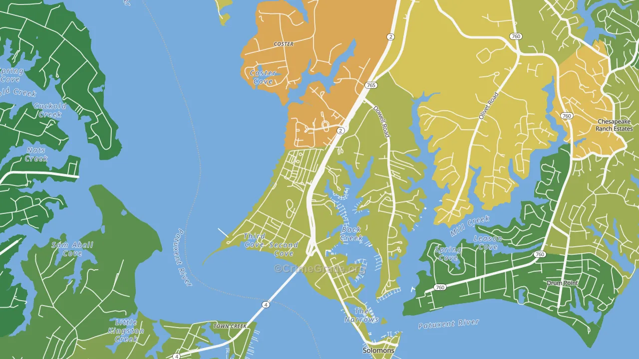 Solomons, MD Map of Vandalism Rates