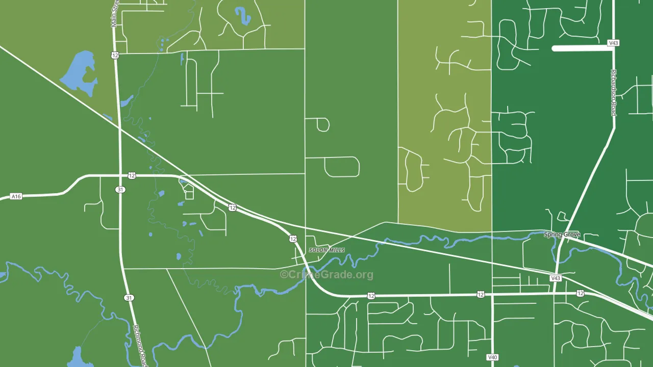 Solon Mills, IL Map of Vandalism Rates