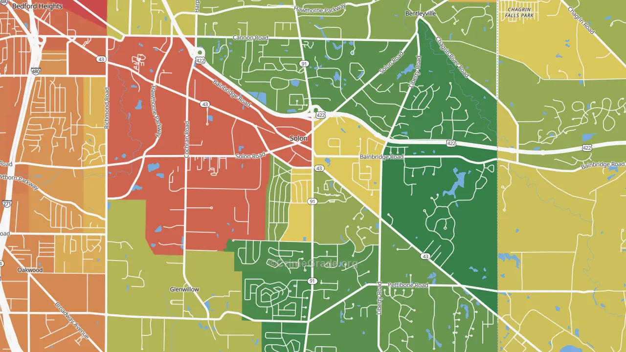 Solon, OH Map of Vandalism Rates