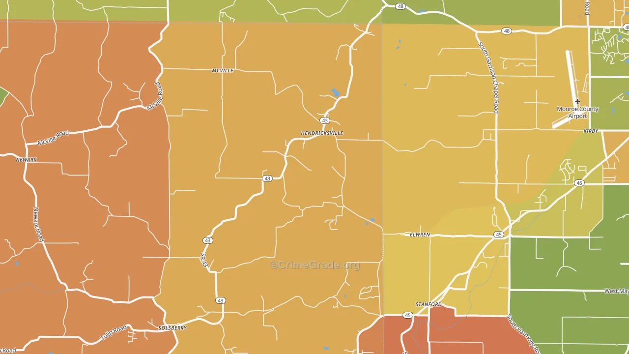 Solsberry, IN Map of Vandalism Rates