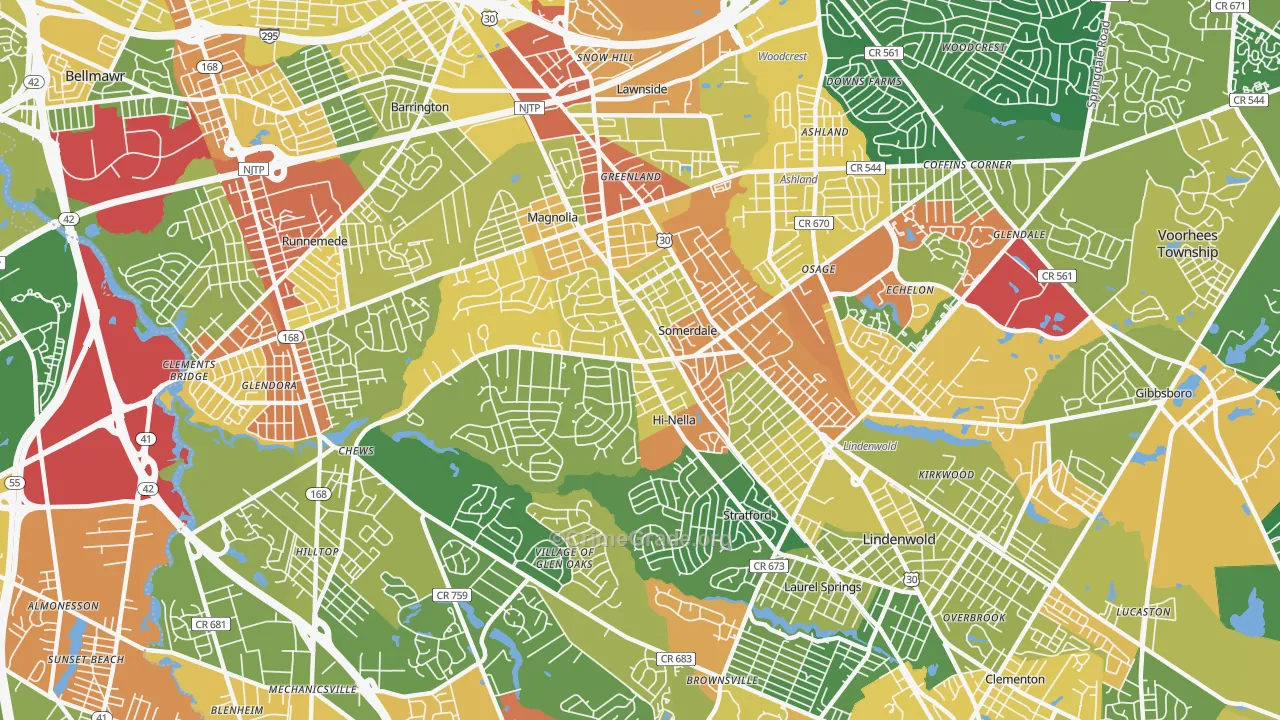 Somerdale, NJ Map of Vandalism Rates