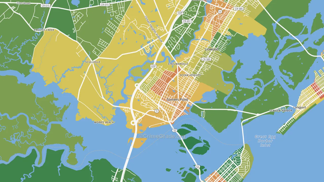 Somers Point, NJ Map of Vandalism Rates