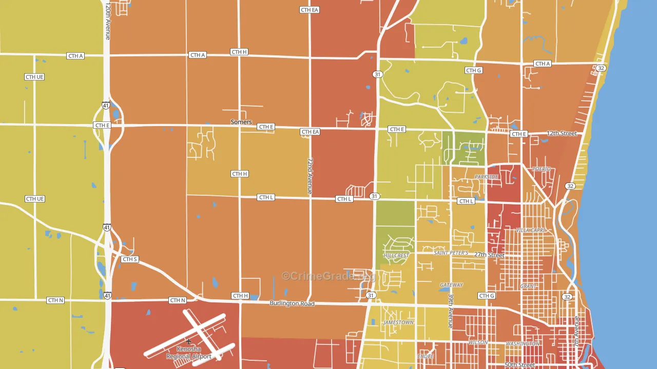 Somers, WI Map of Vandalism Rates