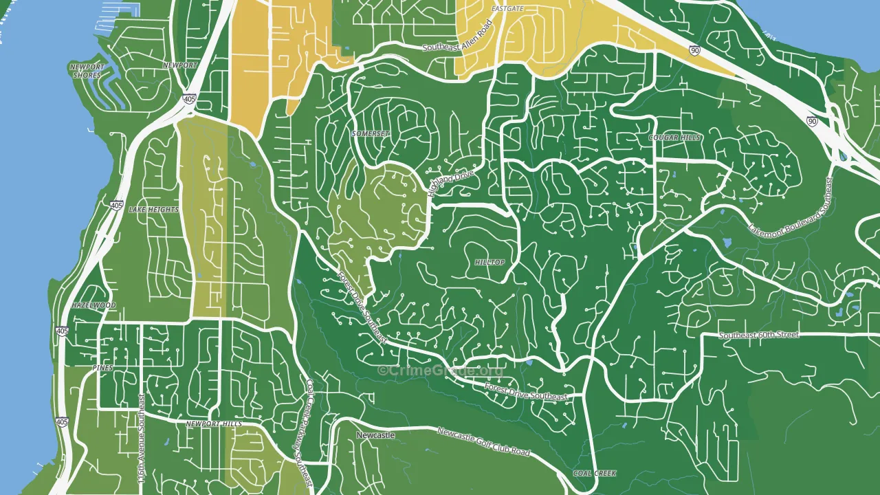 Somerset, Bellevue, WA Map of Vandalism Rates