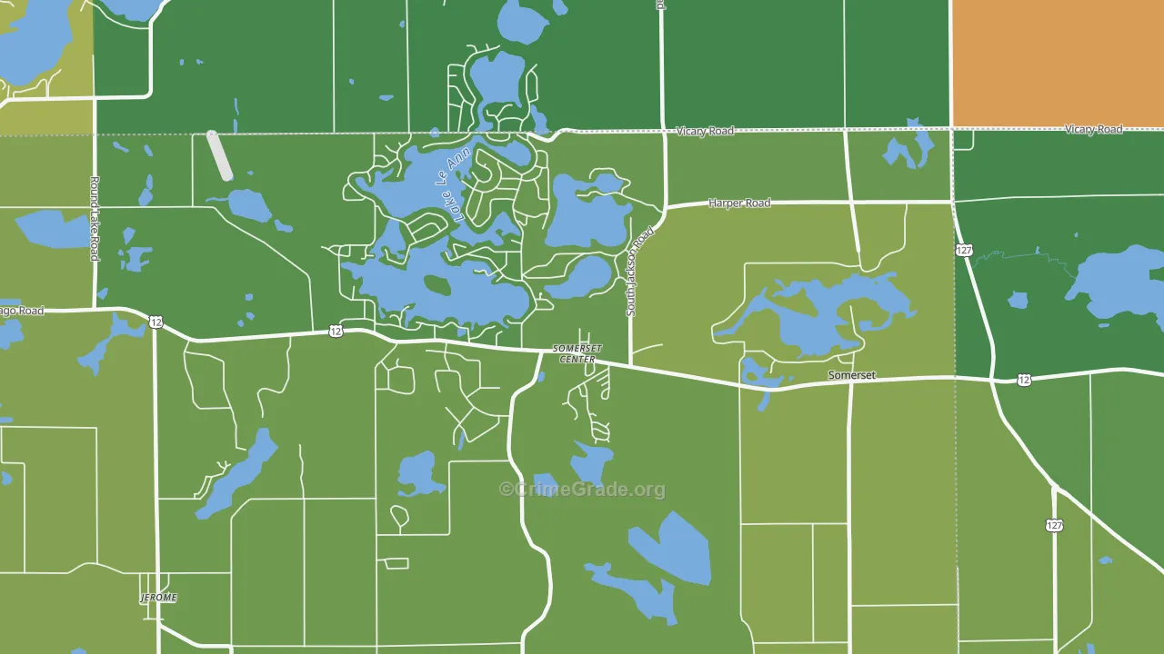 Somerset Center, MI Map of Vandalism Rates
