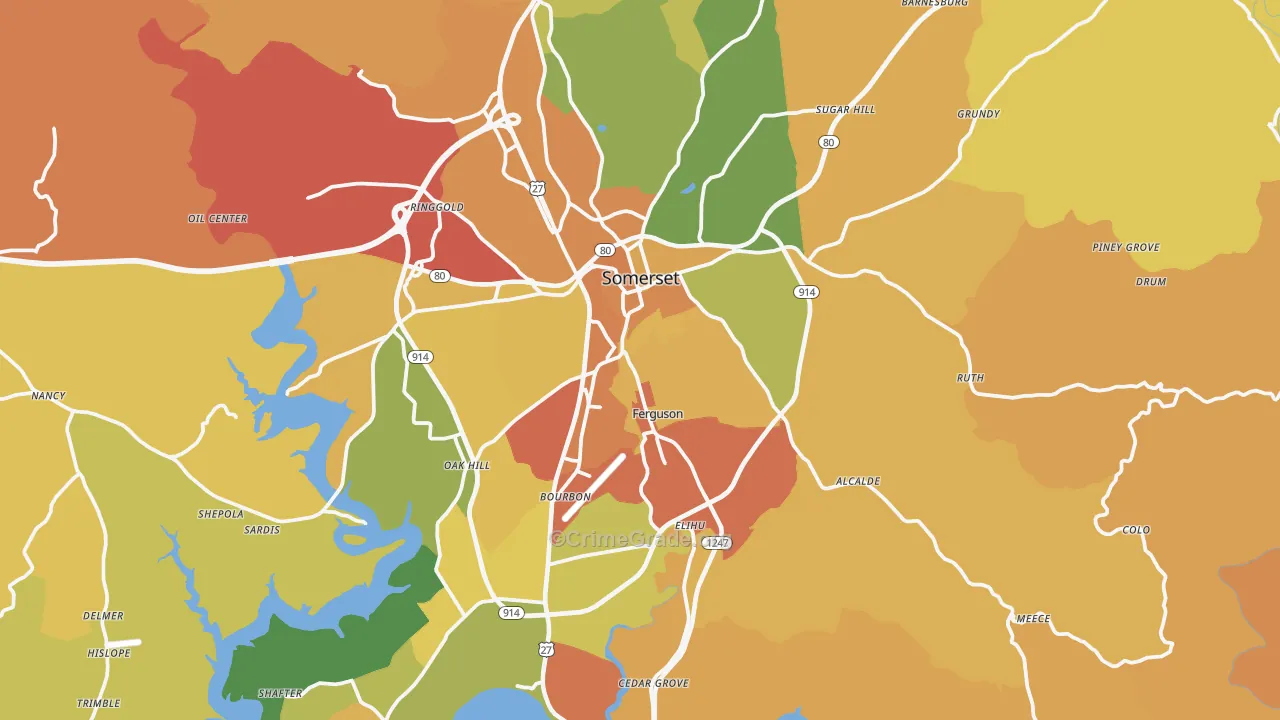 Somerset, KY Map of Vandalism Rates