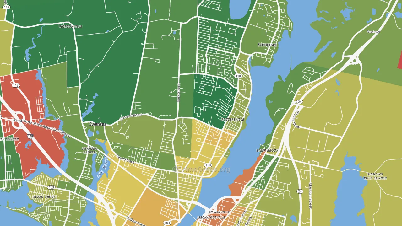 Somerset, MA Map of Vandalism Rates